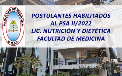 Postulantes Habilitados al PSA II/2022 Lic. en Nutrición y Dietética Facultad de Medicina