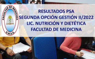 Resultados PSA Segunda Opción Gestión II/2022 Lic. en Nutrición y Dietética Facultad de Medicina