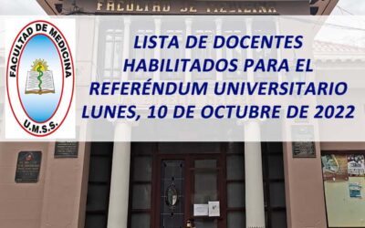 Lista de Docentes Habilitados para el Referéndum Universitario Lunes, 10 de Octubre de 2022