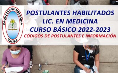 Postulantes Habilitados Licenciatura en Medicina Curso Básico 2022-2023 Códigos de Postulantes e Información