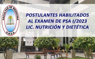 Postulantes Habilitados al Examen de PSA I/2023 Lic. en Nutrición Facultad de Medicina