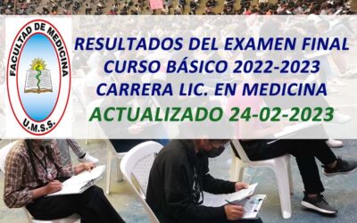 Resultados del Examen Final Curso Básico 2022-2023 Carrera Lic. en Medicina Actualizado 24-02-2023 Facultad de Medicina