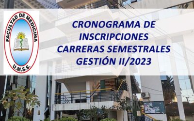 Cronograma de Inscripciones Carreras Semestrales Gestión II/2023 Facultad de Medicina
