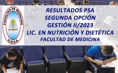 Resultados PSA Segunda Opción Gestión II/2023 Lic. en Nutrición y Dietética Facultad de Medicina