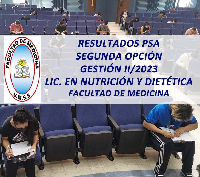 Resultados PSA Segunda Opción Gestión II/2023 Lic. en Nutrición y Dietética Facultad de Medicina