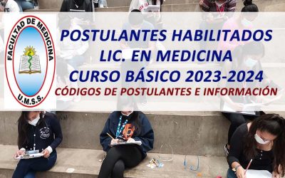 Postulantes Habilitados Lic. en Medicina Curso Básico 2023-2024 Códigos de postulantes e Información