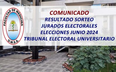 Comunicado Resultado Sorteo de Jurados Electorales, Elecciones Junio 2024 Tribunal Electoral Universitario