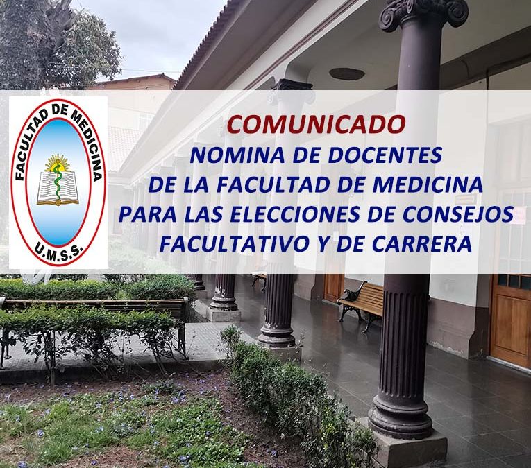 Comunicado Nomina de Docentes de la Facultad de Medicina para las Elecciones de los Consejos Facultativo y de Carrera