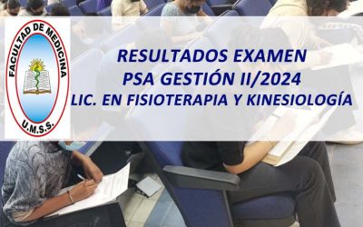 Resultados Examen de Prueba de Suficiencia Académica Gestión II/2024 Lic. en Fisioterapia y Kinesiología Facultad de Medicina