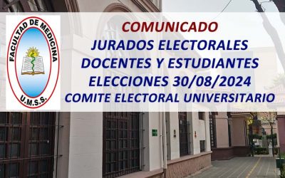 Comunicado Jurados Electorales docentes y Estudiantes Elecciones 30/08/2024 Comité Electoral Universitario