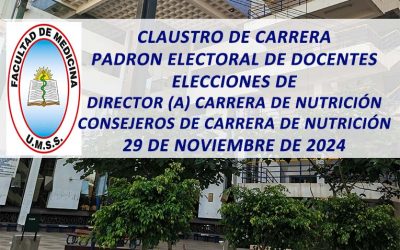 Claustro de Carrera Padrón Electoral de Docentes, Elecciones de: Director (a) Carrera de Nutrición Consejeros de Carrera de Nutrición, 29 de Noviembre de 2024