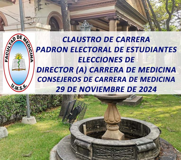 Claustro de Carrera Padrón Electoral de Estudiantes, Elecciones de: Director (a) Carrera de Medicina Consejeros de Carrera de Medicina, 29 de Noviembre de 2024