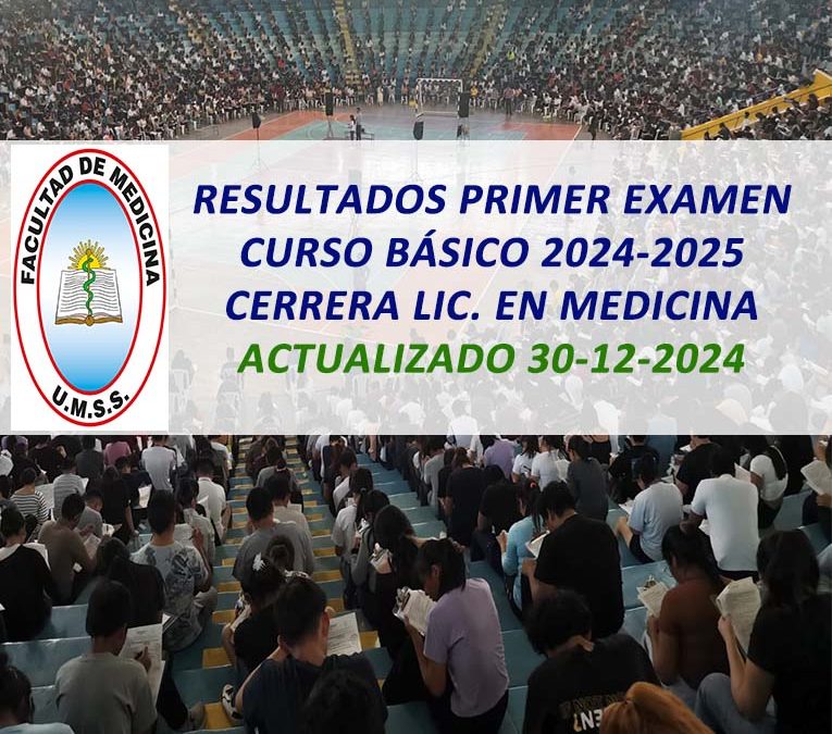 Resultados Primer Examen Curso Básico 2024-2025 Carrera Lic. en Medicina Facultad de Medicina Actualizado 30-12-2024