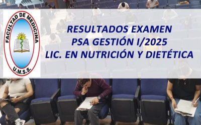 Resultados Examen Prueba de Suficiencia Académica Gestión I/2025 Lic. en Nutrición y Dietética Facultad de Medicina