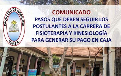 Comunicado Pasos que Deben Seguir los Postulantes a la Carrera de Fisioterapia y Kinesiología para Generar su Pago en Caja