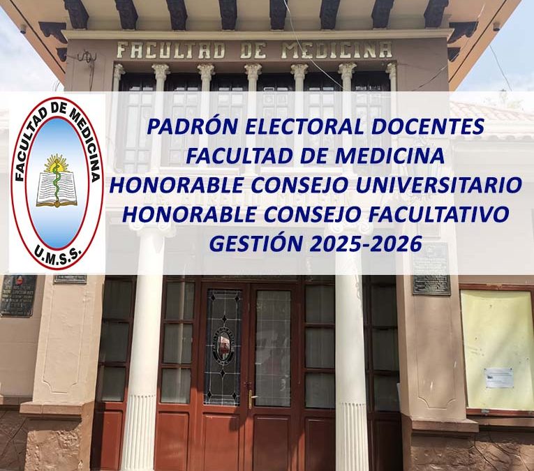 Padrón Electoral de Docentes Facultad de Medicina al Honorable Consejo Universitario y Honorable Consejo Facultativo Gestión 2025-2026