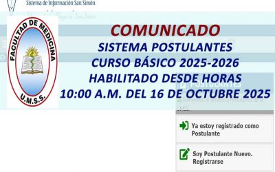 Comunicado Sistema Postulantes Curso Básico 2025-2026 Habilitado desde Horas 10:00 a.m. del 16 de Octubre de 2025