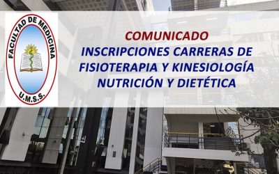 Comunicado Inscripciones Carreras de Fisioterapia y Kinesiología, Nutrición y Dietética Facultad de Medicina