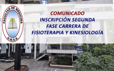 Comunicado Inscripción Segunda Fase Carrera de Fisioterapia y Kinesiología Facultad de Medicina