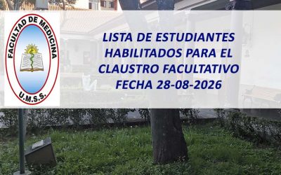 Lista de Estudiantes Habilitados para el Claustro Facultativo Fecha 28-08-2026